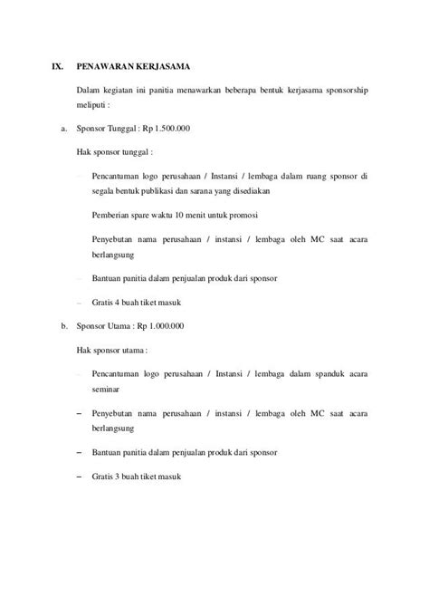 Contoh Proposal Kerjasama Sponsor
