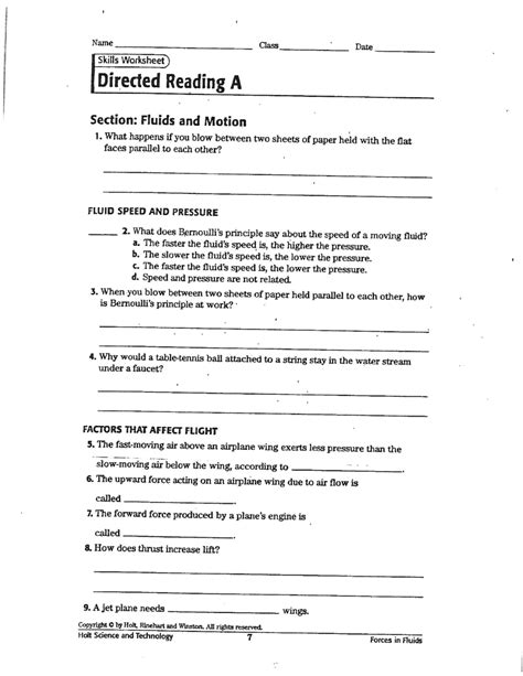 Fluids Motion Worksheet Craig Fisher Library Formative