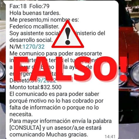 Otro Falso Whatsapp Con Un Falso Bono Del Ministerio De Desarrollo