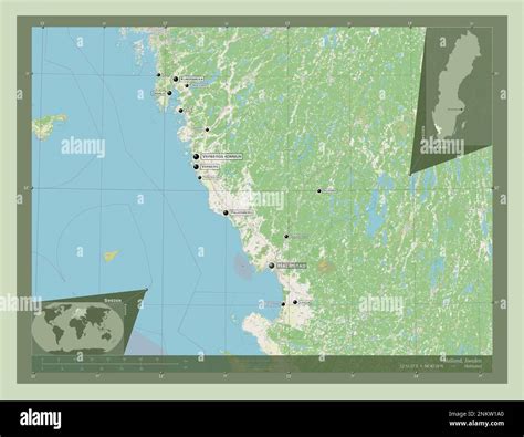 Halland County Of Sweden Open Street Map Locations And Names Of Major Cities Of The Region