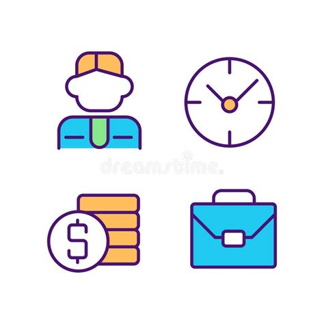 Business And Management Pixel Perfect Rgb Color Icons Set Stock Vector