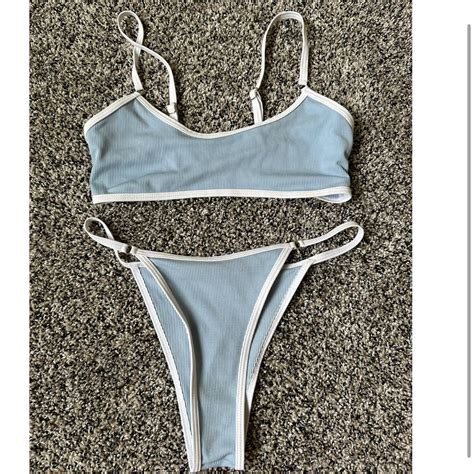 Blue And White Bikini Set So Adorable No Flaws Depop