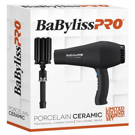 BaBylissPRO Porcelain Ceramic Carrera2 Hair Dryer Triple Barrel Waver Set