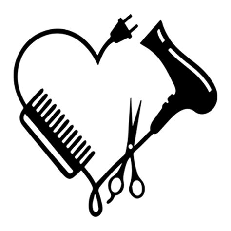 Heart Shaped Hair Dryer Scissors Comb Funny Bedroom Wall Sticker Vinyl ...