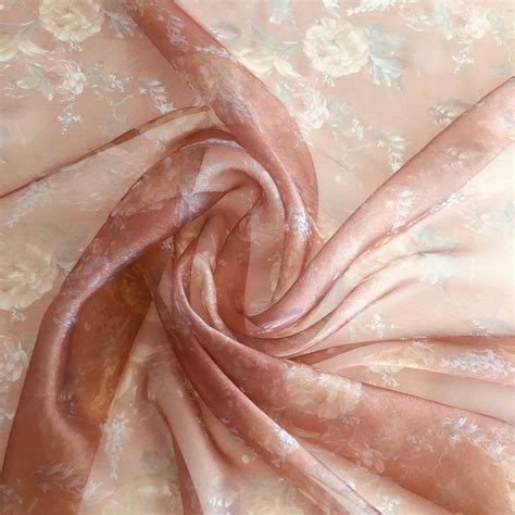 Glass Organza Peach Floral Shine Trimmings Fabrics