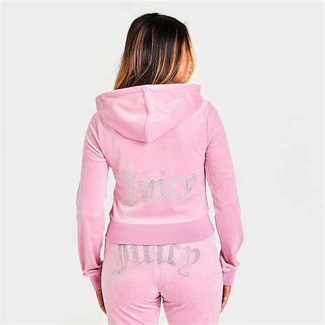 Women S Juicy Couture Og Big Bling Velour Zip Up Hoodie Finish Line