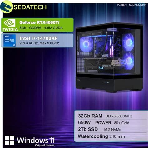 Sedatech Pc Gamer Advanced Watercooling Full Vision • Intel I7 14700kf