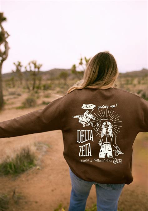 Delta Zeta Country Inspired Sorority Crewneck Dee Zee Trendy Giddy Up