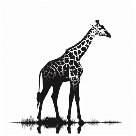 Premium AI Image | A silhouette giraffe standing in the grass next to a ...