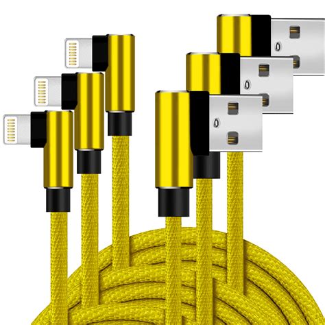 Chargers 3 Pack Fast Charging Cable Cords 10ft Nylon Braided Right Angle 90 Degree Data Line Usb