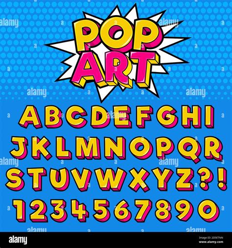 Pop Art Style Font Design Alphabet Letters And Numbers