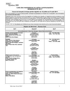 Fillable Online Calendrier Des Inscriptions Immigration Diversit Et