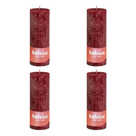 Bougies Pilier Rustiques Shine Pcs X Mm Rouge Velours Bolsius