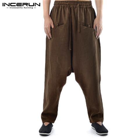 100 Cotton Style For Men Baggy Harem Pants Leg Pants Hiphop Wide Cross