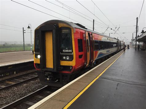 Class 158 Diesel Multiple Unit 158846 Seen At A Damp Ely Station On 1st November 2016 British