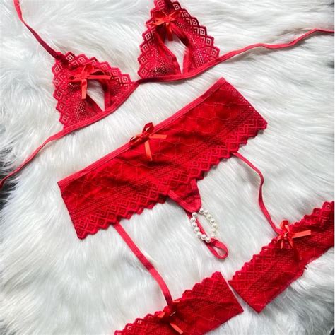 Conjunto Lingerie Tailandesa Sutiã De Amarrar Abertura Íntima Calcinha Perneira Shopee Brasil