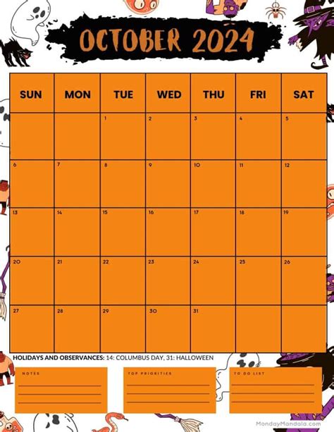 October Halloween Calendar Printable Emmey Iormina