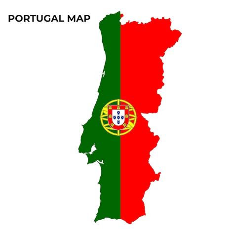 Diseño de mapa de la bandera nacional de portugal ilustración de la