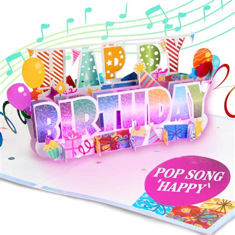 3D Singing Birthday Card with Lights & Music - Plays Pop Song 'Happy ...