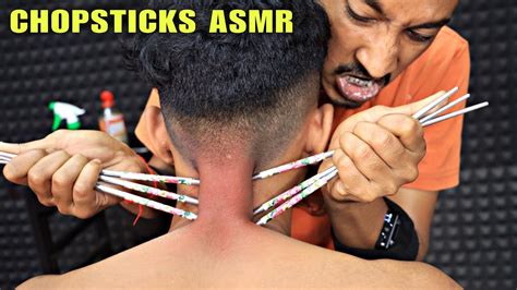 Head Massage With Chopsticks Neck Cracking Skin Cracking Spine Cracking Chopsticks Asmr