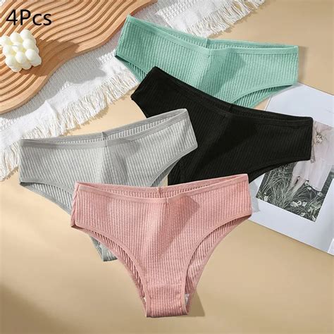 Bragas De Algod N De Color Liso Para Mujer Ropa Interior Sexy Lencer A