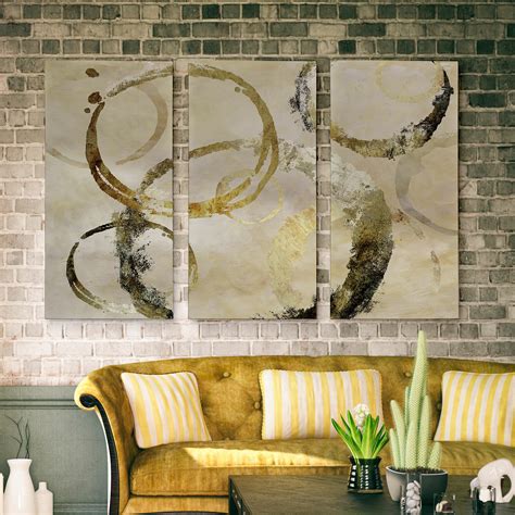 Orren Ellis Golden Rings 3 Piece Multi Piece Image Print On Canvas