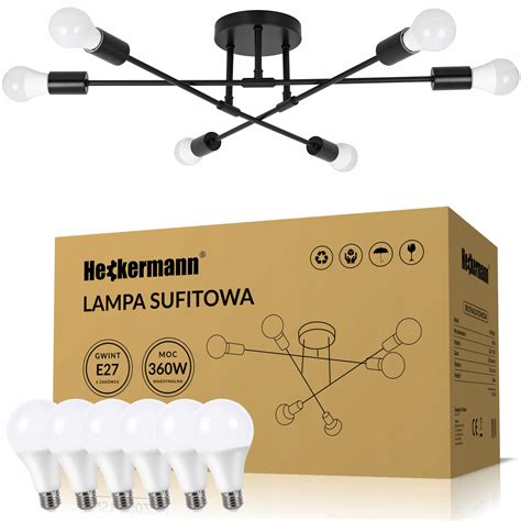 LAMPA SUFITOWA WISZĄCA LOFT 6x KULE LED ŻARÓWKI LAMPA DO SALONU