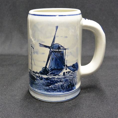 Hand Painted Delft Blue Beer Mug Made In Holland Etsy Delft Beer