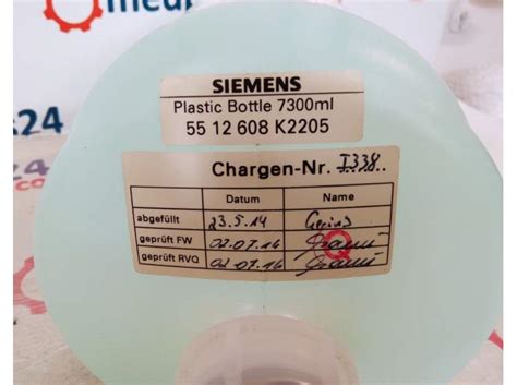Siemens 7300ml Phantom Plastic Bottle Pn 5512608 For Siemens Mri
