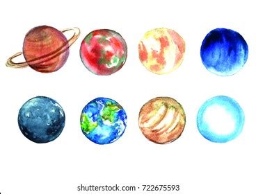 Watercolor Planets Stock Illustration 722675593 | Shutterstock