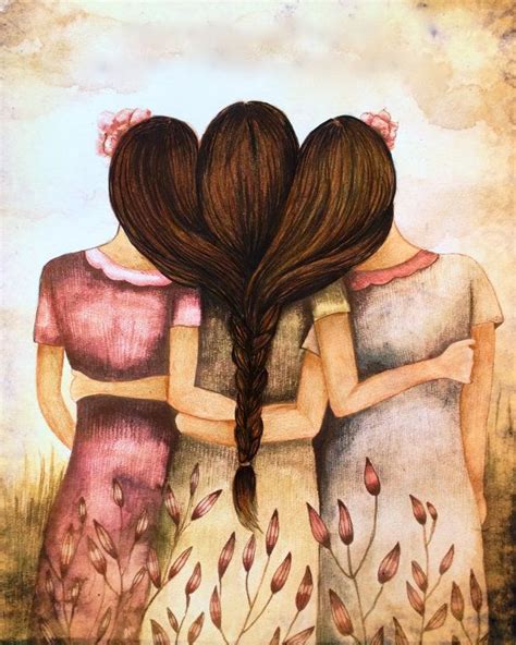 Tree Sisters Best Friends With Brown Hair By PrintIllustrations 20 00