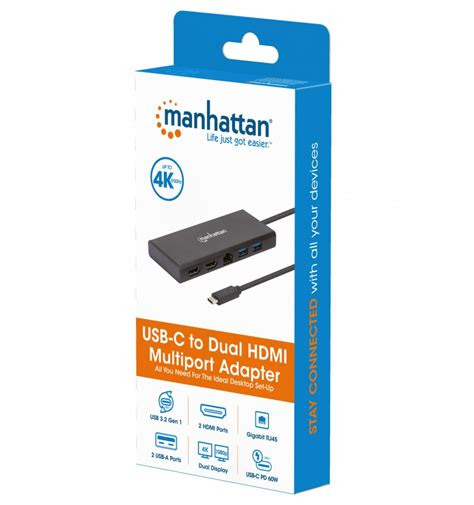 Adattatore Usb C™ Superspeed Multiporta A Doppia Porta Hdmi Iadap Usb31 Pd747 Manhattan