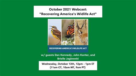 October 2021 Webcast Recovering Americas Wildlife Act Youtube