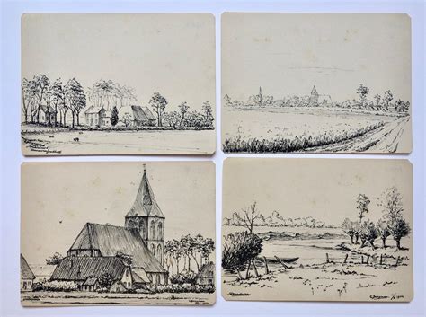 7 Pen Drawings 1954 Zeven Pentekeningen Door G Boogman Uit Arnhem