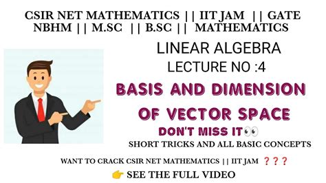 Basis And Dimension Of A Vector Space Csir Net Mathematics Linear