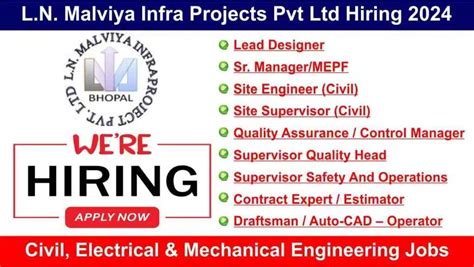 L N Malviya Infra Projects Pvt Ltd Recruitment 2024 Site Supervisor