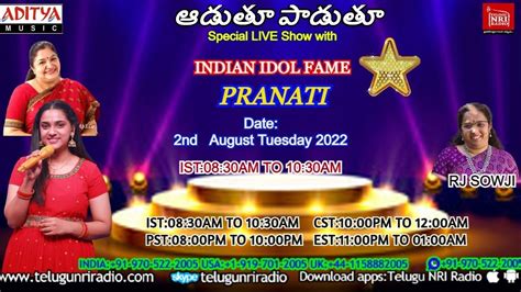 Special Live Show With Indian Idole Fame Pranathi Rj Sowji