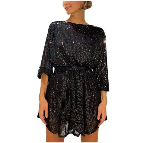 Chiccall Womens Sparkle Glitzy Glam Sequin Long Sleeve Flapper Wedding