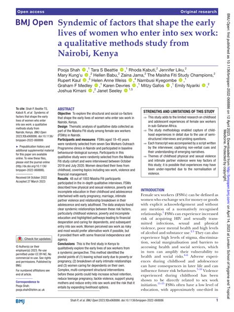 Pdf Syndemic Of Factors That Shape The Early Lives Of Women Who Enter