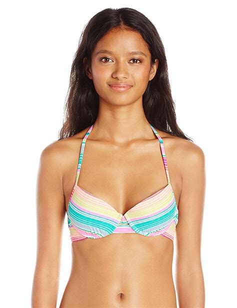 Women S Salt Air Stripe Push Up Underwire Bikini Top Hot Pink