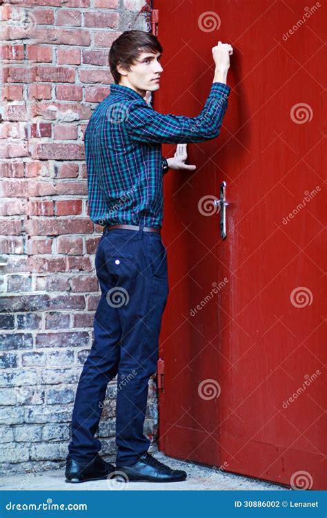 Young Man Knocking Stock Photo Image Of Handsome Business 30886002