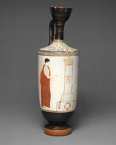 Terracotta Lekythos Oil Flask Greek Attic Late Archaic Or Early