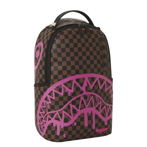 Sprayground Pink Drip Brown Check Dlx Backpack