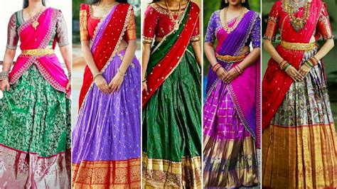 Pattu Half Saree Collection😍latest Pattu Langa Voni Designs Youtube