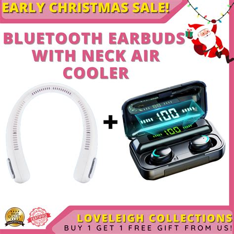 Loveleigh Original Neck Air Cooler With Bluetooth Earbuds 2in1 Bluetooth Ear Pod With Power