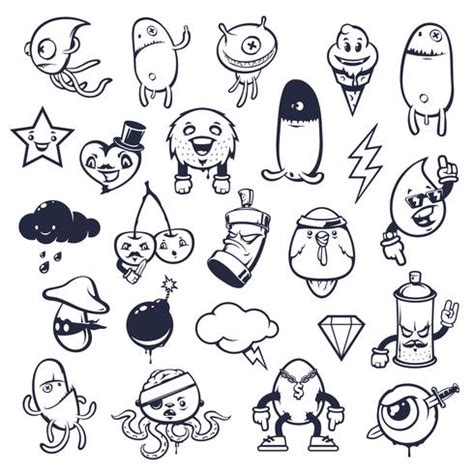 Doodle Graffiti Monsters Set 330851 Vector Art at Vecteezy