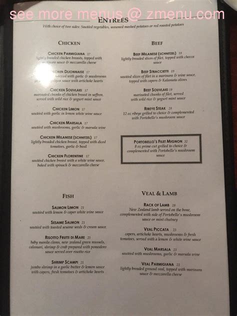 Menu at Portobello's Cuisine restaurant, La Crescenta-Montrose