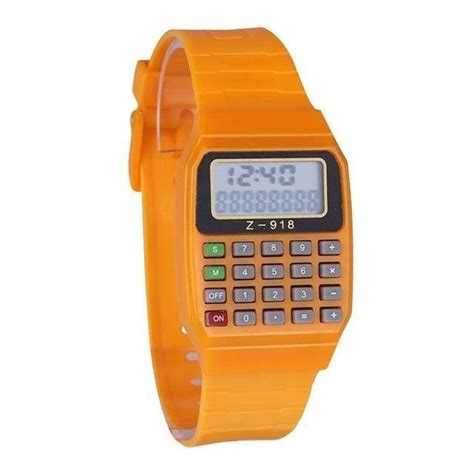 CALCULATRICE Orange Montre Bracelet En Silicone Pour Enfants