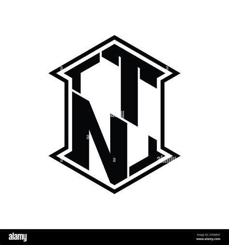 Tn Letter Logo Monogram Hexagon Shield Shape Up And Down With Sharp