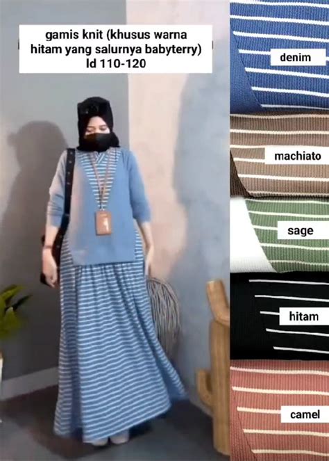 Gamis Viral Knite Polos Mix Salur Bahan Meral Edisi Terbaru Lazada